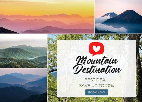 a collage of photos with mountains and the words mountain destination at Mountain Hideaway with Hot Tub & Fire Pit in Mineral Bluff