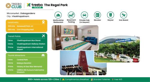 a collage of pictures of a hotel room at Treebo Premium The Regal Park in Visakhapatnam