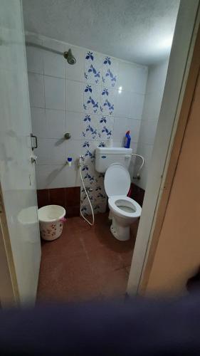 マハーバリプラムにあるElis Homestayの部屋の中にトイレ付きの小さなバスルーム