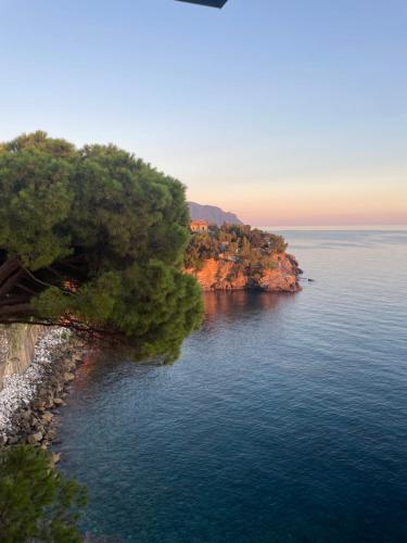 un'isola in mezzo all'acqua di La Casa di Samantha a Villa Regina a picco sul mare con piscina a Pieve Ligure