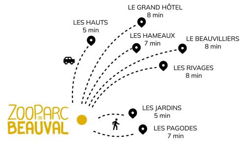 a map of the beauvoir tournament with the text le grand hotel at Les Rivages de Beauval in Saint-Aignan