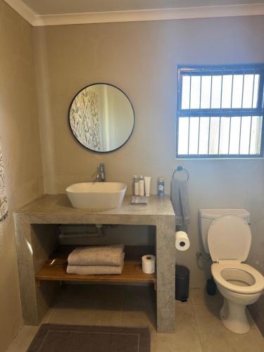 a bathroom with a sink and a toilet at The Pecan Cottage in Somerset East
