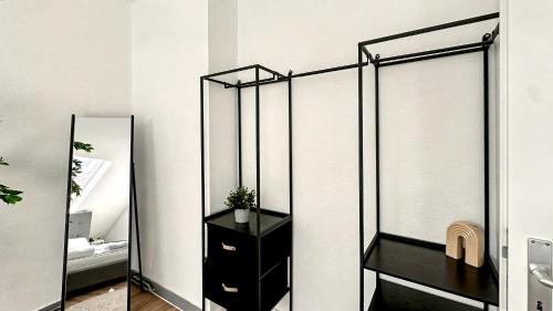 Katil atau katil-katil dalam bilik di Loft Apartment im Denkmal zentral in Krefeld