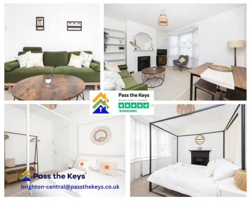 a collage of photos of a living room at Pass the Keys Poets' Corner Stylish Apartment Station Location in Brighton & Hove