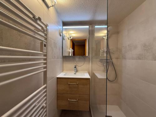 a bathroom with a sink and a shower at Appartement cosy Les Saisies, 6 pers, proche pistes - FR-1-293-397 in Hauteluce