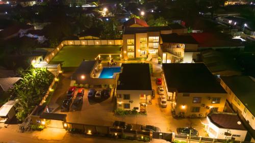 an aerial view of a house at night at AIDEN HOMES AND APARTMENTS HOTEl in Koforidua