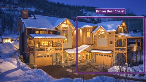 a large house with snow on the ground at Brown Bear Chalet in Steamboat Springs