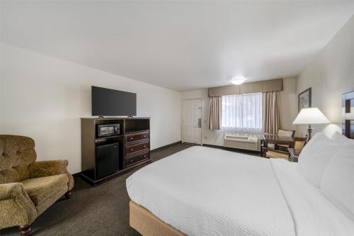 a hotel room with a large bed and a chair at Best Western Arcata Inn in Arcata