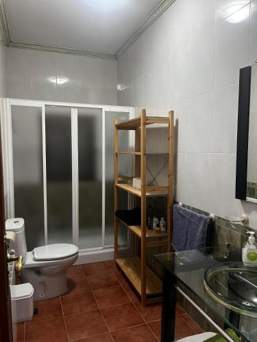 a bathroom with a toilet and a sink at Cortijo Algüit in Vélez Blanco