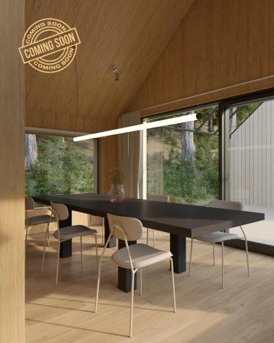 a dining room with a black table and chairs at Hygge Apartments in Rožmberk nad Vltavou