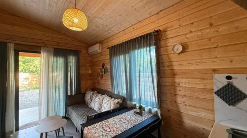 a living room with a couch and a window at Meidan Oda Holiday Homes in K'obulet'i