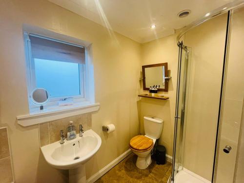 Corpachにある4 Caledonian Roadのトイレ、洗面台、シャワー付きのバスルーム