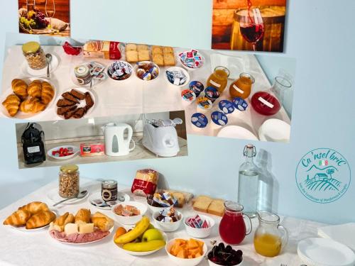 a collage of pictures of breakfast foods and drinks at Ca 'nsel Bric in Canelli