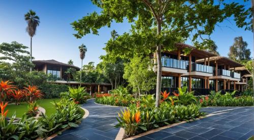 - Vistas al exterior de un complejo con jardín en Maira Serai, en Baihar