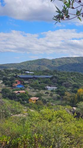 a group of houses on a hill with trees at Los Ancares Resort in Mina Clavero