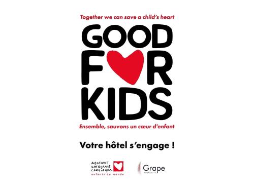 a poster for a charity event with a red heart at Novotel Mulhouse Bâle Fribourg in Sausheim