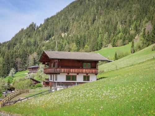 a house on a hill next to a green field at Tirola Chalet Alpbach in Alpbach