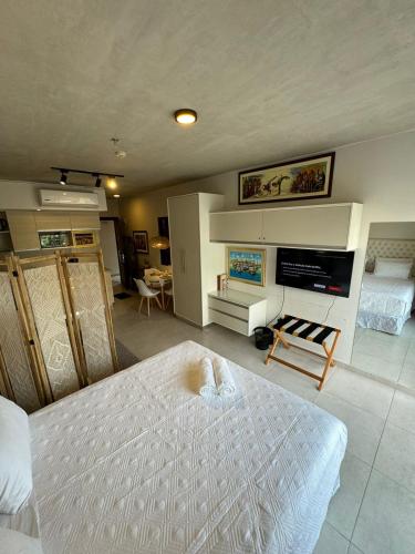 Postel nebo postele na pokoji v ubytování Studio apartment with balcony in the heart of Asunción