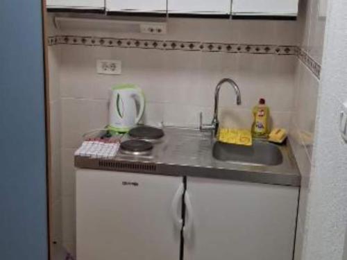 a small kitchen with a sink and a counter top at Studio Apartment Sineva in Šibenik