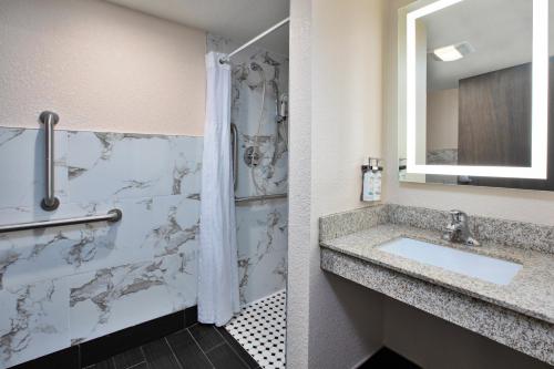 a bathroom with a sink and a shower at Holiday Inn Express & Suites Eden Prairie - Minneapolis by IHG in Eden Prairie
