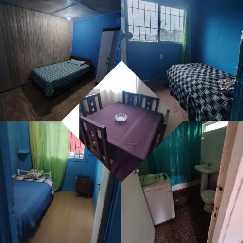 two pictures of a room with a table and a bed at Marina 14norte 1530 in Viña del Mar