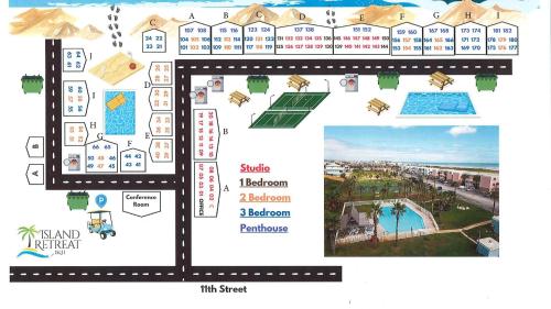 a floor plan of a resort with a pool at Beachfront Complex w 2 Pools Tennis Gulf Views Rise N Beach by AvantStay in Port Aransas