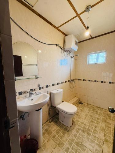 a bathroom with a toilet and a sink at Ranmin Cottages A5 in Nuwara Eliya