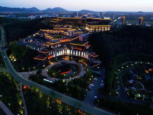 an aerial view of a building at night at Suzhou Qingshan Conference Center in Suzhou