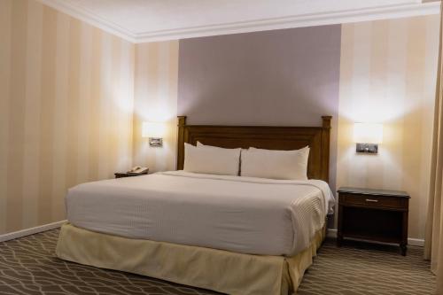 a bedroom with a large bed and two night stands at Gamma Monterrey Gran Hotel Ancira in Monterrey