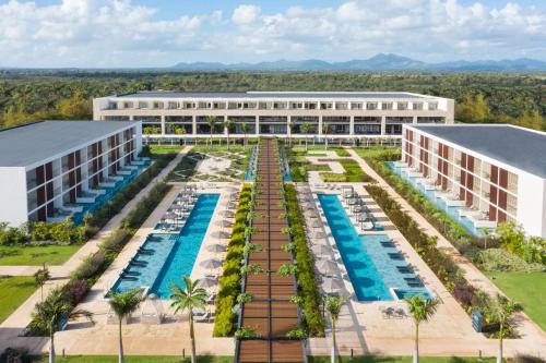 an aerial view of the resort with two buildings at Live Aqua Punta Cana - All Inclusive - Adults Only in Punta Cana