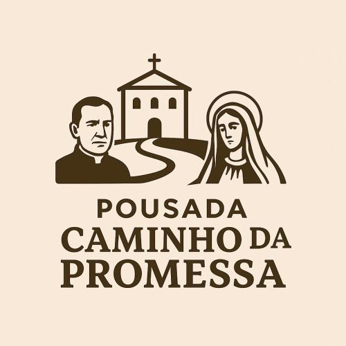 a logo of a man and a woman with a church at Caminho da promessa 02 centro ar cozinha in Juazeiro do Norte