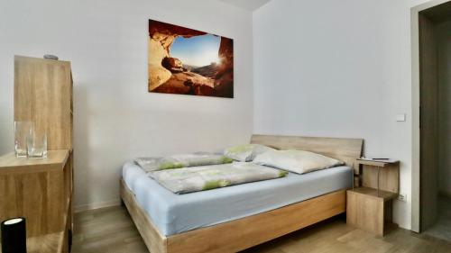 Katil atau katil-katil dalam bilik di Appartement Kaßberg