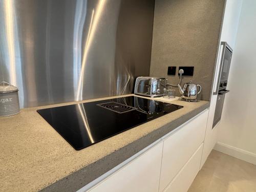 a kitchen with a sink and a refrigerator at The Overlook in Cahir