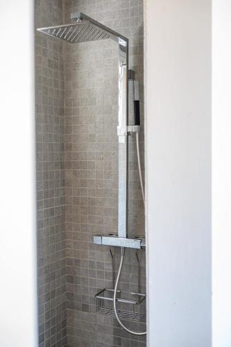 a bathroom with a shower with a sink and a shower at Appartement Canne Noire in Richemont