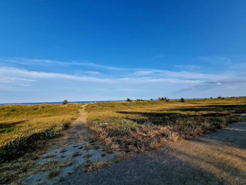 a dirt road in the middle of a field at 6 person holiday home in Væggerløse in Marielyst