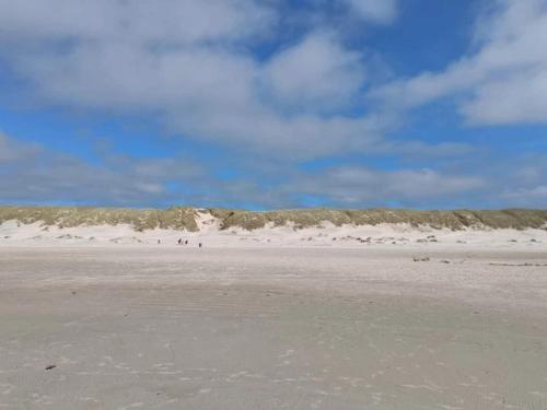 a group of people walking on a sandy beach at Modern Retreat in Graerup - By Traum Ferienwohnungen in Oksbøl