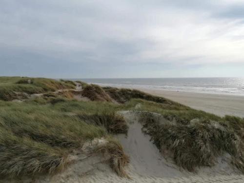 a sand d hill with the ocean in the background at Modern Retreat in Graerup - By Traum Ferienwohnungen in Oksbøl