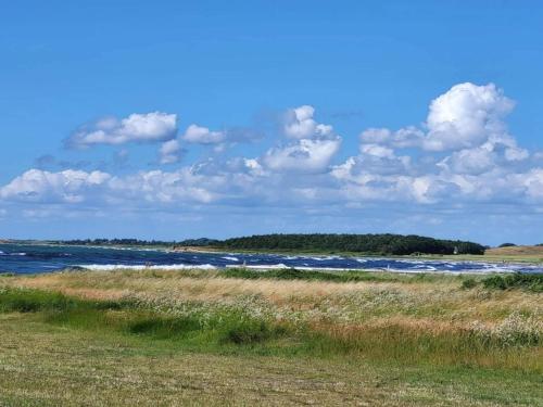 a body of water with a grass field and clouds at 8 person holiday home in Bagenkop-By Traum in Bagenkop