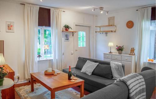 a living room with a couch and a table at Nice Apartment In Storfors With Wifi in Storfors