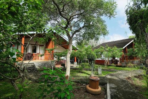 a house with a tree in front of it at Plengkung Lodge G-Land in Ringinpintu