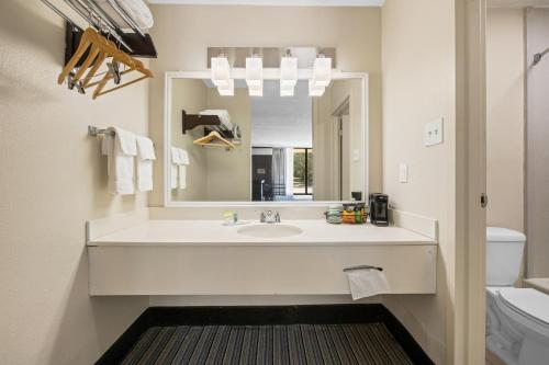a bathroom with a sink and a mirror at Hotel Francis in Saint Francisville