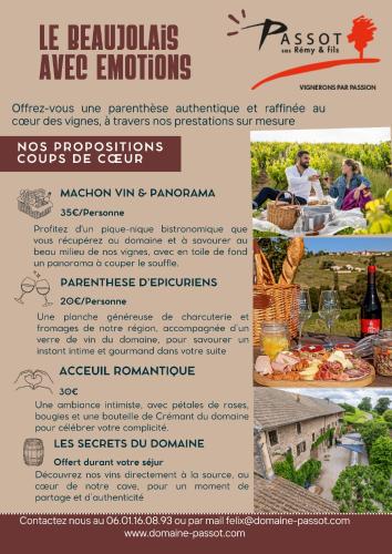 a flyer for a wine tasting event with food and drinks at La Suite in Chiroubles
