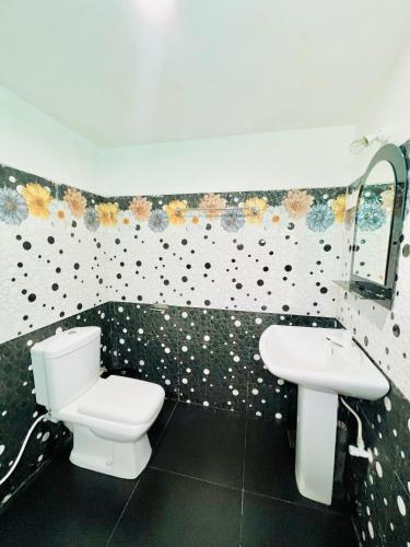 a bathroom with a toilet and a sink at Marcelin Family Villa in Negombo