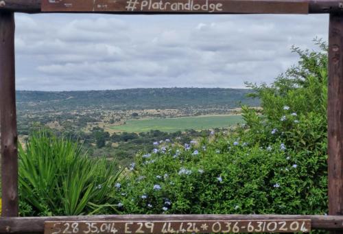 a view from the top of a hill with flowers at Platrand Lodge 