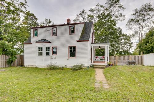 a white house in a yard with a fence at Home 2 Mi to Shenandoah Natl Park and Skyline Drive in Front Royal