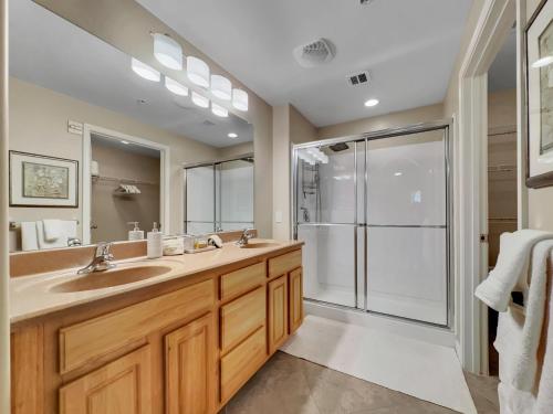 a bathroom with a sink and a shower at Mountain View #312 Surprise in Surprise