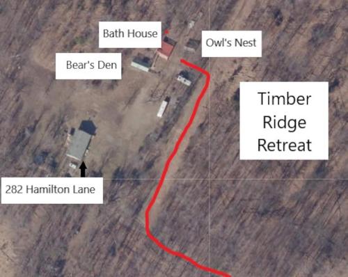 a map of the approximate location of a house on a road at Timber Ridge Retreat in Morton Grove