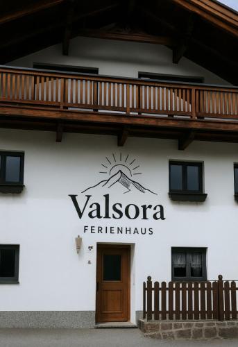 a sign on the side of a building at Ferienhaus Valsora in Sölden