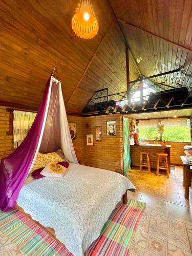 a bedroom with a bed in a room at Hospedagem EXCALIBUR in Visconde De Maua
