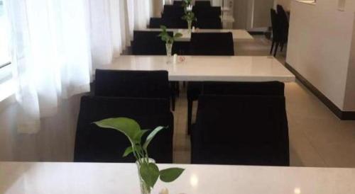 a room with a table and chairs with a plant at Jinjiang Inn Jiaxing South Lake in Jiaxing